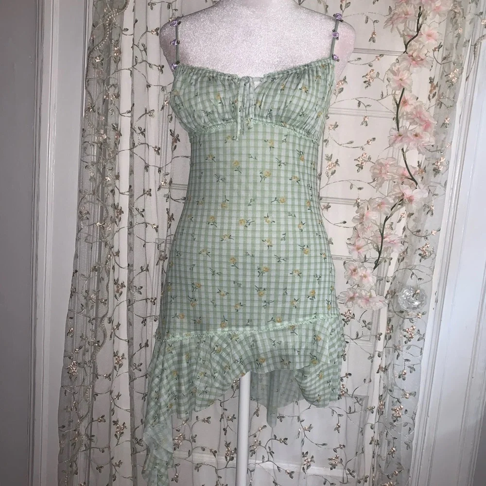 (NWT) urban outfitters fairy green floral dress - Picture 5 of 6